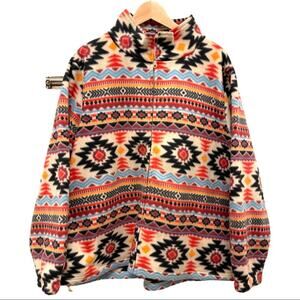 WESTERN BOHO unbranded fleece jacket tribal aztec pattern size LARGE tag missing